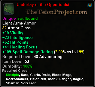 In-game tooltip for Underlay of the Opportunist