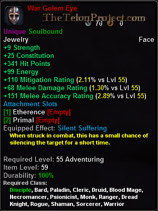 In-game tooltip for War Golem Eye