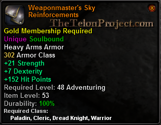In-game tooltip for Weaponmaster's Sky Reinforcements