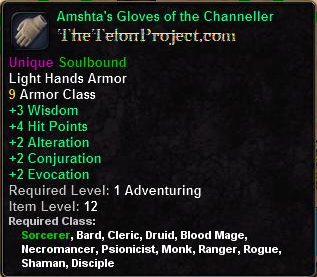 In-game tooltip for Amshta's Gloves of the Channeller