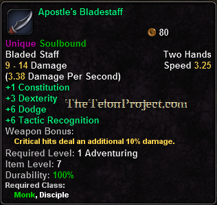 In-game tooltip for Apostle's Bladestaff