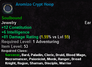 In-game tooltip for Aromizo Crypt Hoop