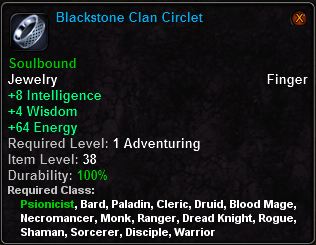 In-game tooltip for Blackstone Clan Circlet