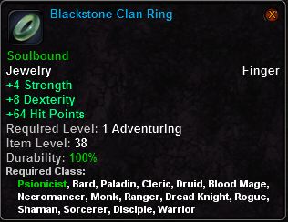 In-game tooltip for Blackstone Clan Ring