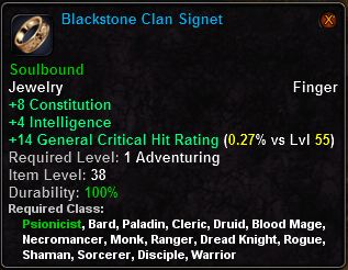 In-game tooltip for Blackstone Clan Signet