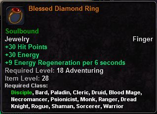 In-game tooltip for Blessed Diamond Ring