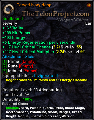 In-game tooltip for Carved Ivory Hoop