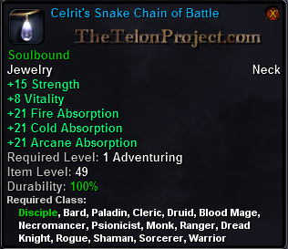 In-game tooltip for Celrit's Snake Chain of Battle