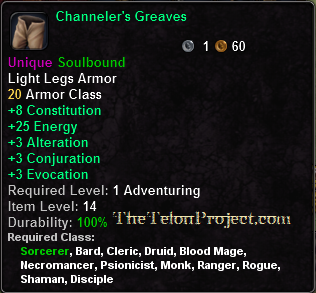 In-game tooltip for Channeler's Greaves