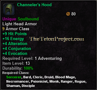 In-game tooltip for Channeler's Hood