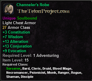 In-game tooltip for Channeler's Robe