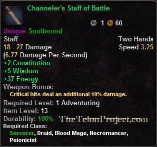 In-game tooltip for Channeler's Staff of Battle