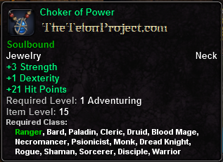 In-game tooltip for Choker of Power