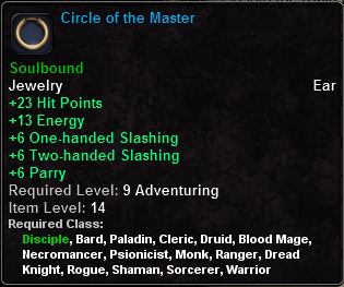In-game tooltip for Circle of the Master
