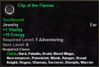 In-game tooltip for Clip of the Flames