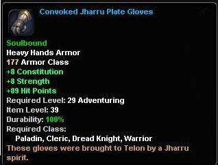 In-game tooltip for Convoked Jharuu Plate Gloves