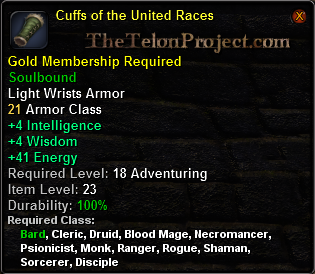 In-game tooltip for Cuffs of the United Races