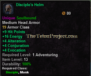In-game tooltip for Disciple Helm