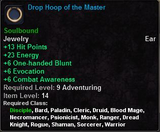 In-game tooltip for Drop Hoop of the Master