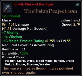 In-game tooltip for Errytl, Mace of the Ages