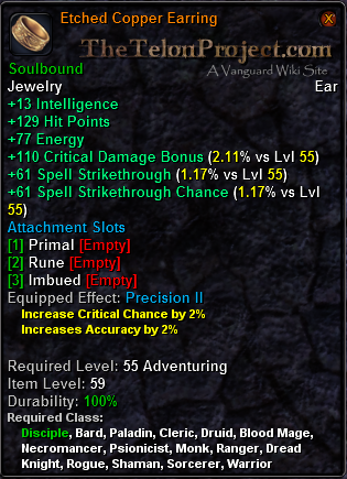 In-game tooltip for Etched Copper Earring