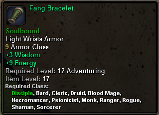 In-game tooltip for Fang Bracelet