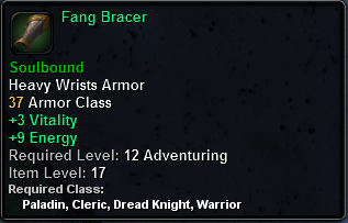 In-game tooltip for Fang Bracer