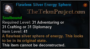 In-game tooltip for Flawless Silver Energy Sphere
