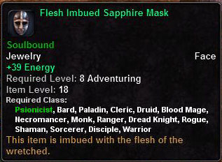 In-game tooltip for Flesh Imbued Sapphire Mask