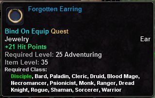 In-game tooltip for The Forgotten Earring