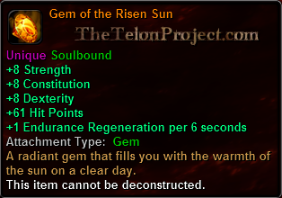 In-game tooltip for Gem of the Risen Sun