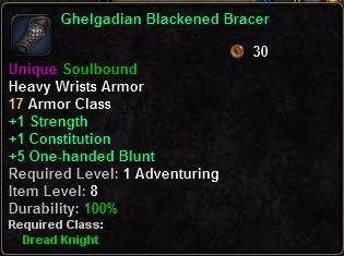 In-game tooltip for Ghelgadian Blackened Bracer