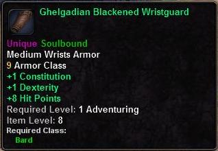 In-game tooltip for Ghelgadian Blackened Wristguard