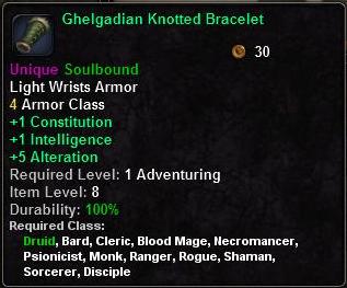 In-game tooltip for Ghelgadian Knotted Bracelet