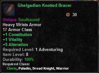 In-game tooltip for Ghelgadian Knotted Bracer