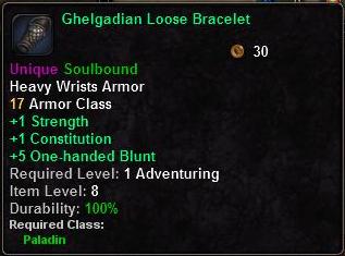 In-game tooltip for Ghelgadian Loose Bracelet