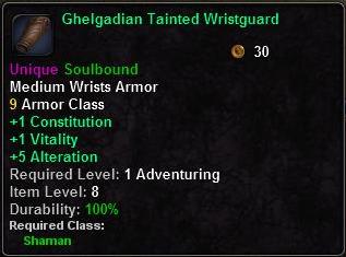 In-game tooltip for Ghelgadian Tainted Wristguard