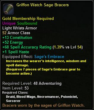 In-game tooltip for Griffon Watch Sage Bracers
