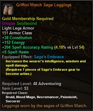 In-game tooltip for Griffon Watch Sage Leggings