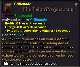 In-game tooltip for Griffonade
