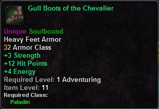 In-game tooltip for Gull Boots of the Chevalier
