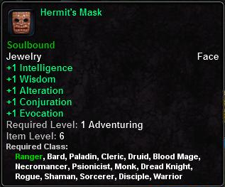 In-game tooltip for Hermit's Mask
