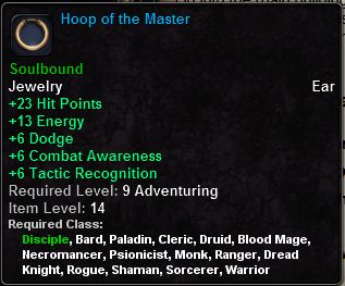 In-game tooltip for Hoop of the Master