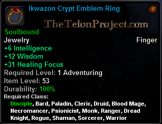 In-game tooltip for Ikwazon Crypt Emblem Ring