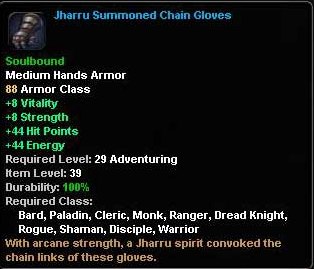 In-game tooltip for Jharuu Summoned Chain Gloves