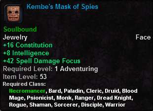 In-game tooltip for Kembe's Mask of Spies