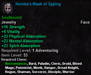 In-game tooltip for Kembe's Mask of Spying