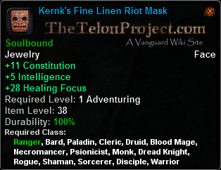 In-game tooltip for Kernk's Fine Linen Riot Mask