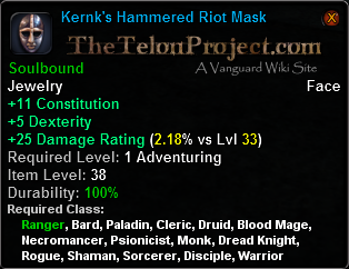 In-game tooltip for Kernk's Hammered Riot Mask