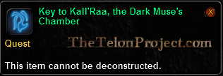 In-game tooltip for Key to Kall'Raa, The Dark Muse's Chamber